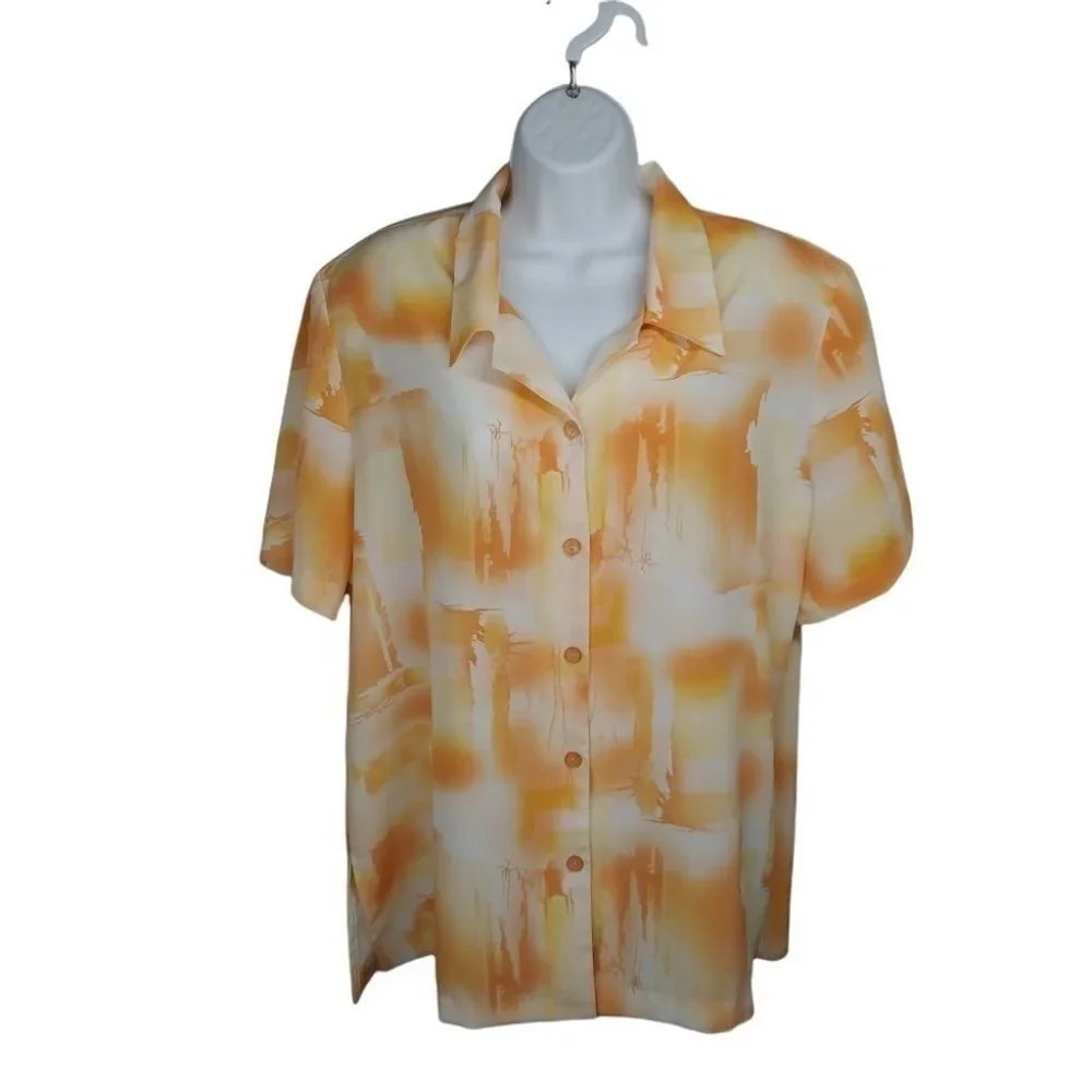 Jahhan Vintage Button Down Blouse Peach XXXL